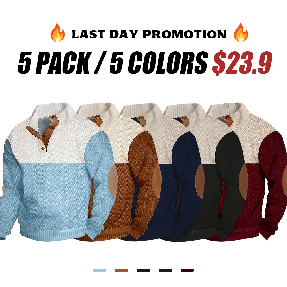 70%  OFF !! Men's Colorblock Button-Neck Sweater