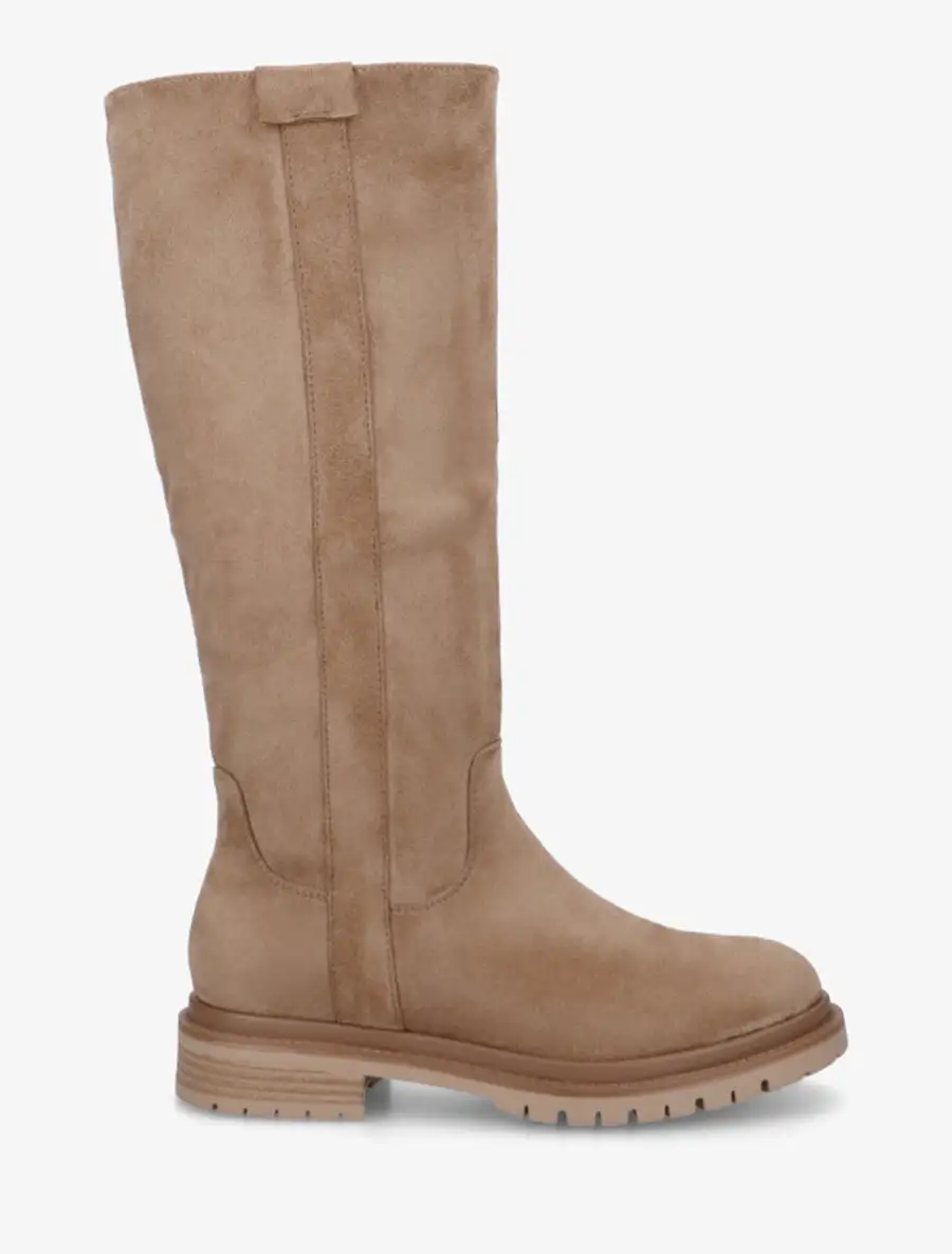 Classic Lug Sole Block Heel Faux Suede Knee High Boots