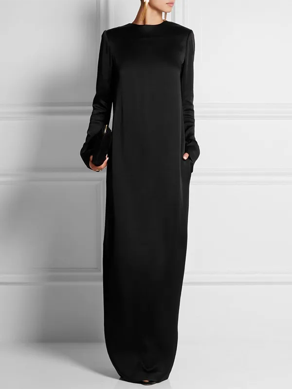 Round Long Neck Maxi Dress