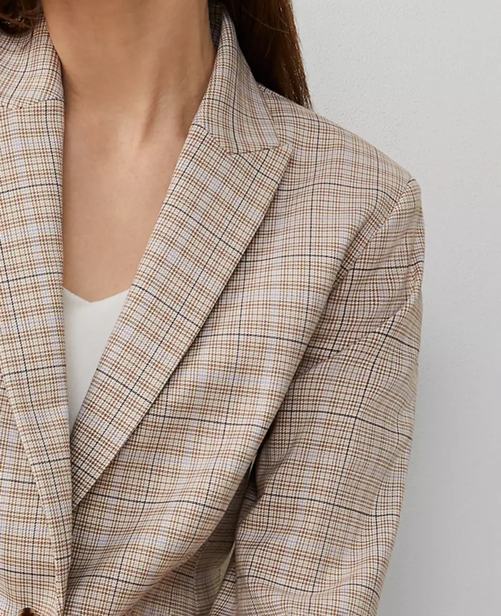 The Shorter One Button Blazer In Plaid