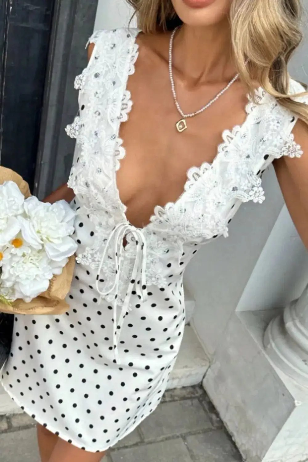 Polka Dot Lace Mini Dress