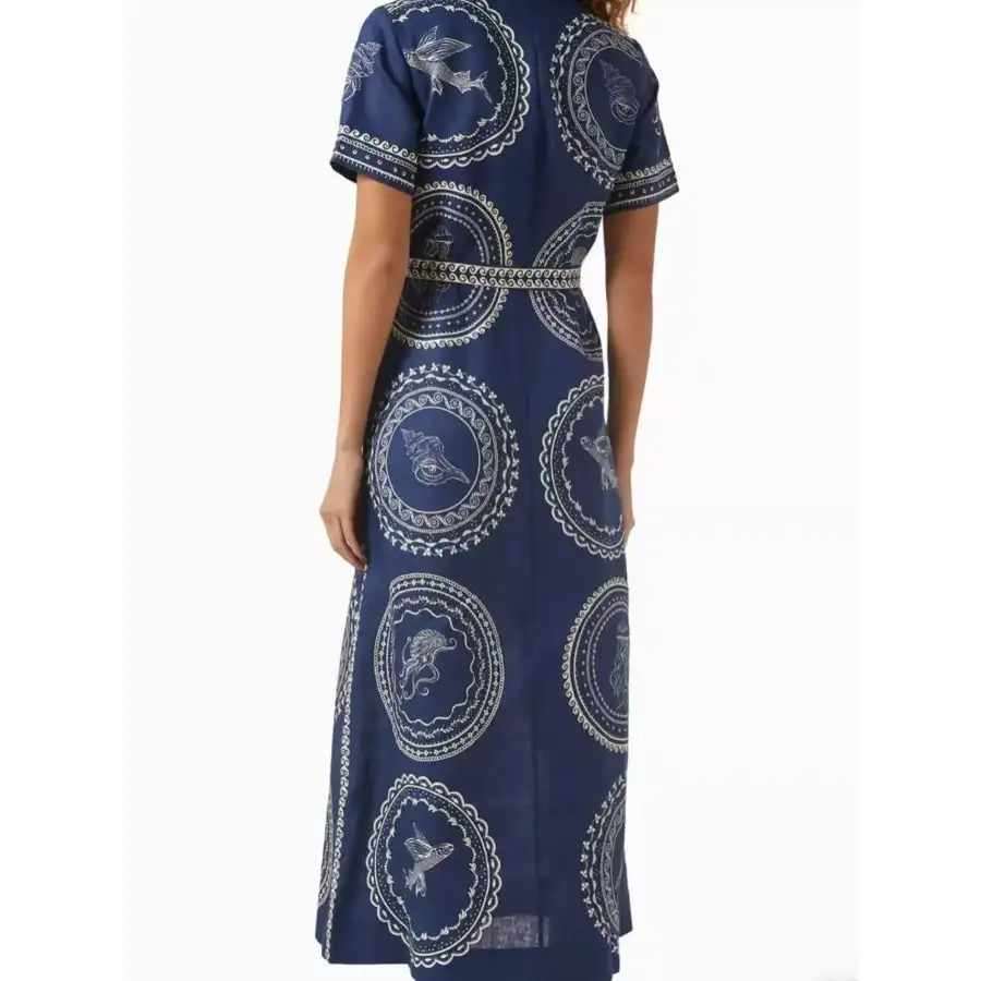 Printed Maxi Shirt Dress with Belt