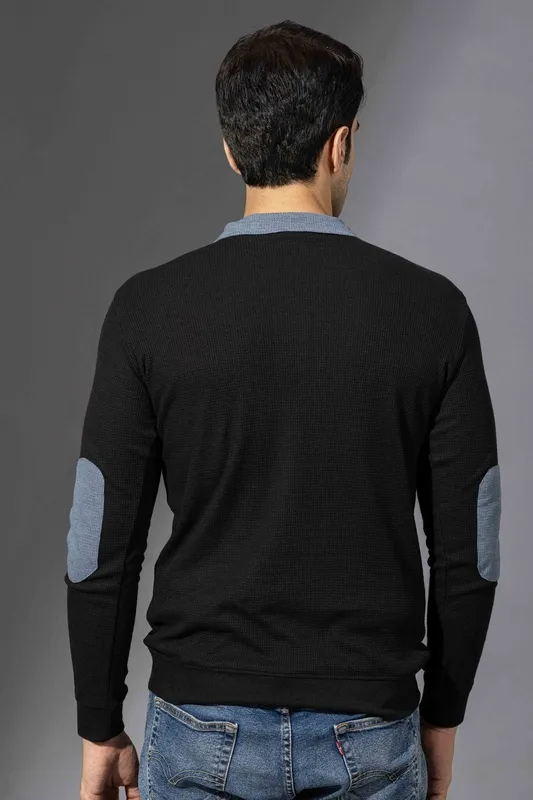 Black Button-Placket Long Sleeve Casual Shirt