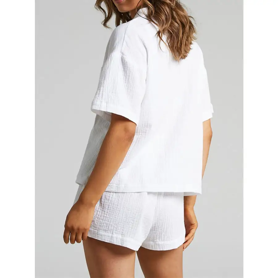 Relaxed Texture Button Up Shirt and Shorts Set
