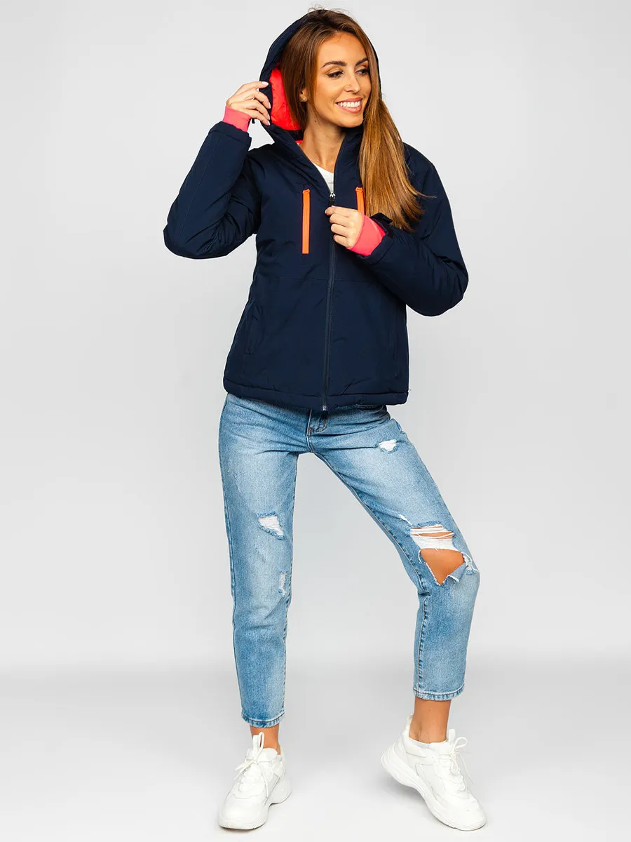 Dark blue women's winter ski jacket