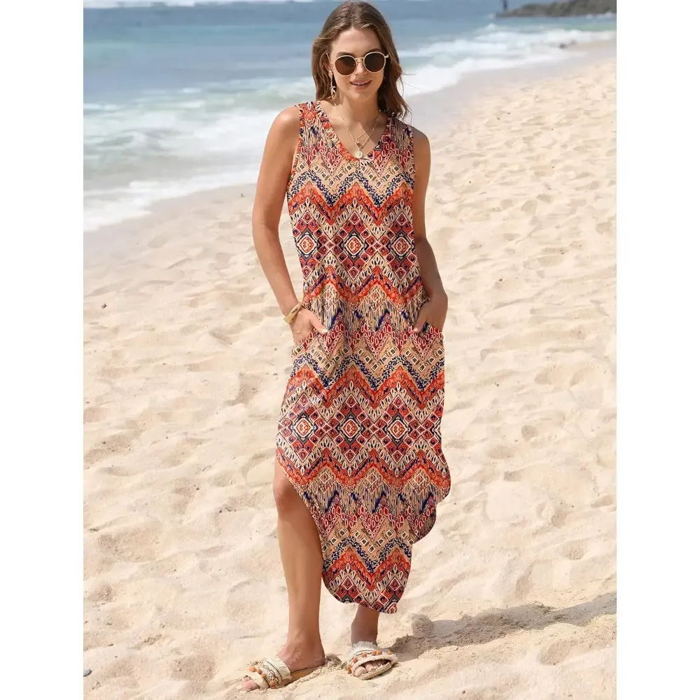 Summer Dresses Maxi Dress Vacation Beach Sundresses 2026 with Pockets SpringStatements
