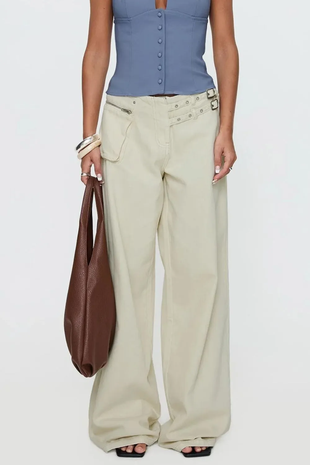 Pocket Detail Tiered Denim Jeans