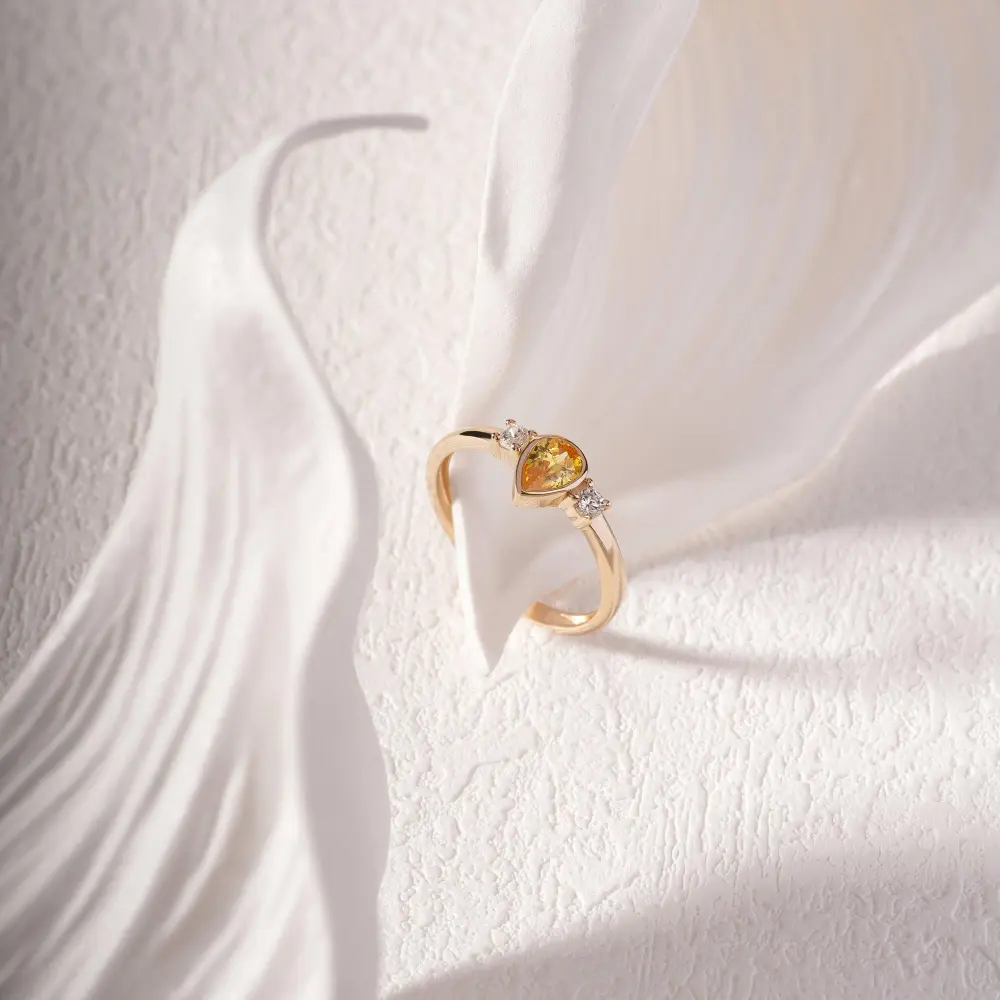 Simulated Citrine Pear Cut Vintage Ring