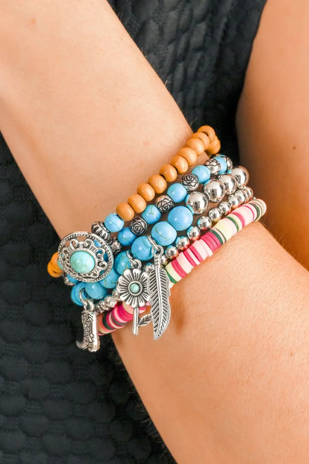 Western Beaded Layered Bracelet
