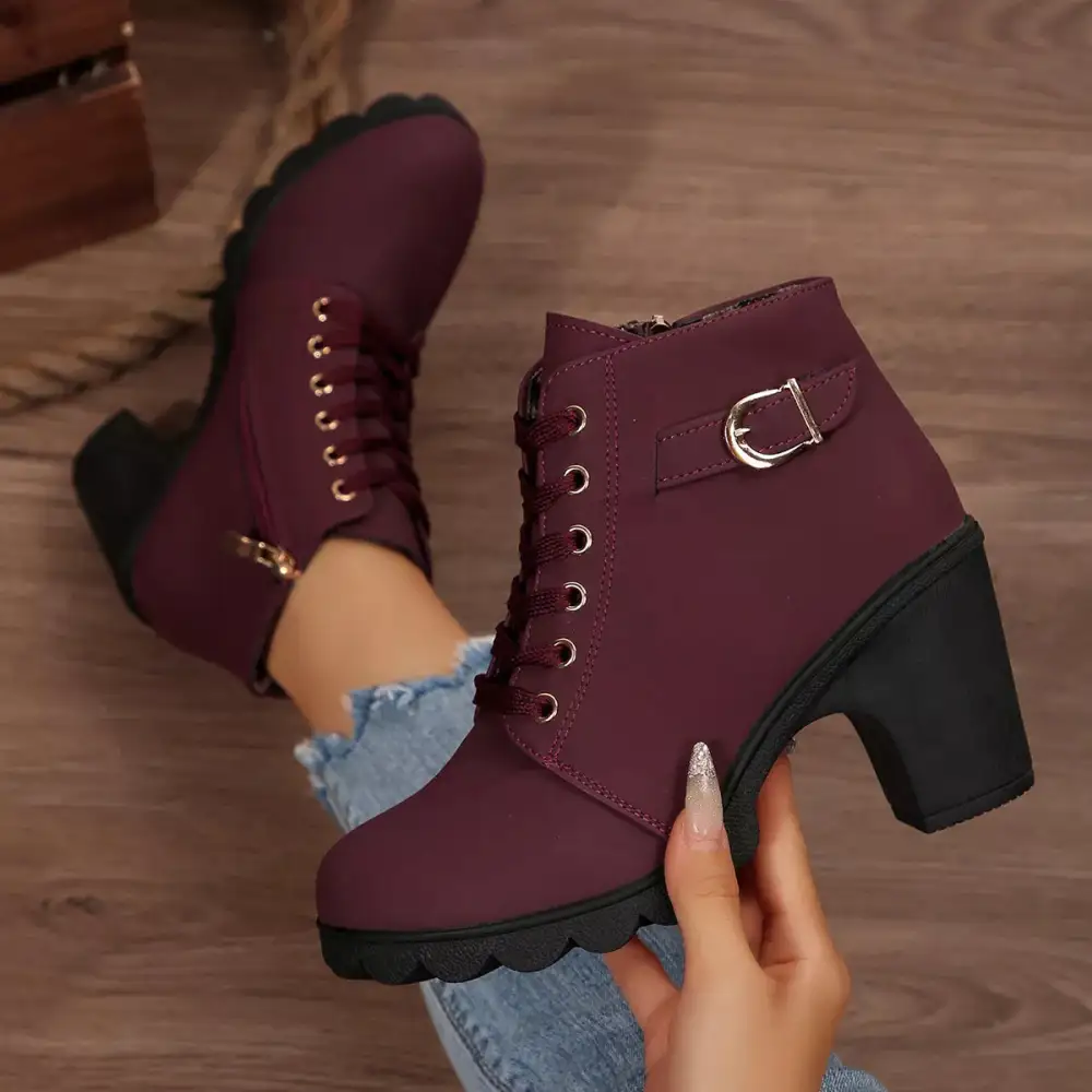 Essential Lace Up Block Heels Boots