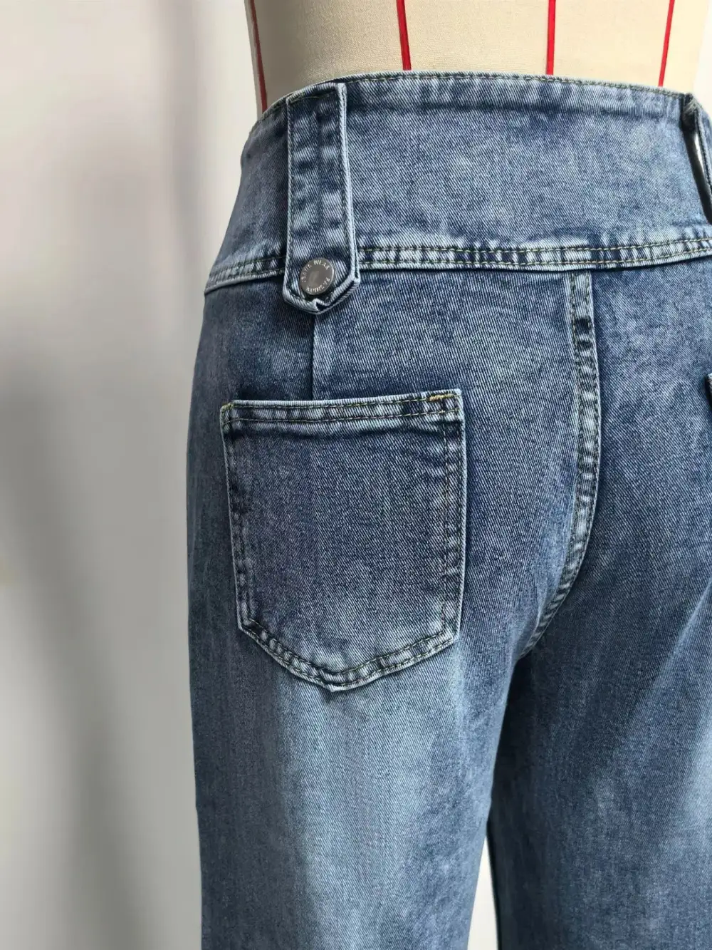 High Waist Wide Leg Button Denim Jeans