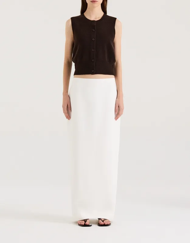 Chocolate Cropped Button Front Knit Vest