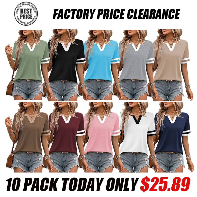 Women's V-neck slim breathable short-sleeve top