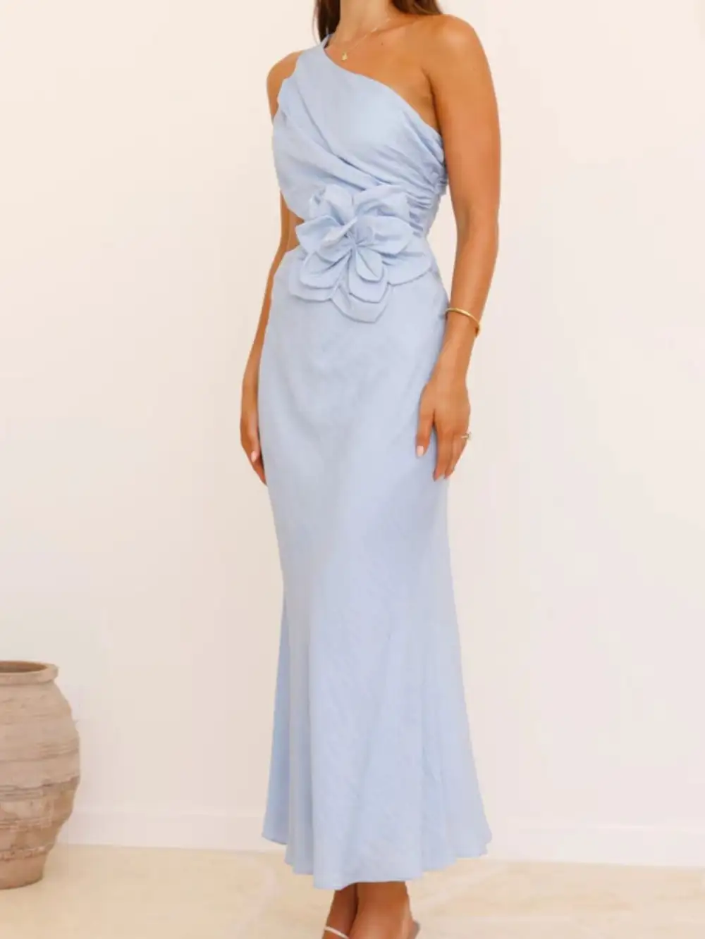 One-Shoulder Floral Casual Dress