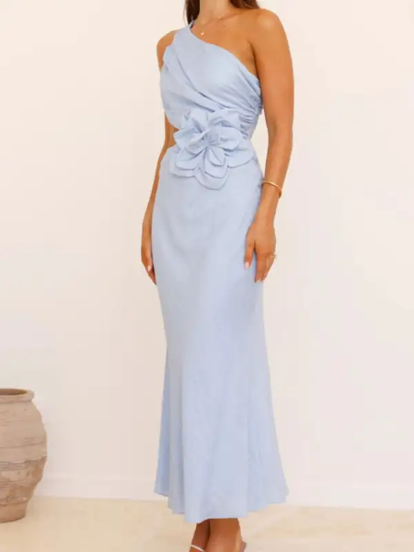One-Shoulder Floral Casual Dress