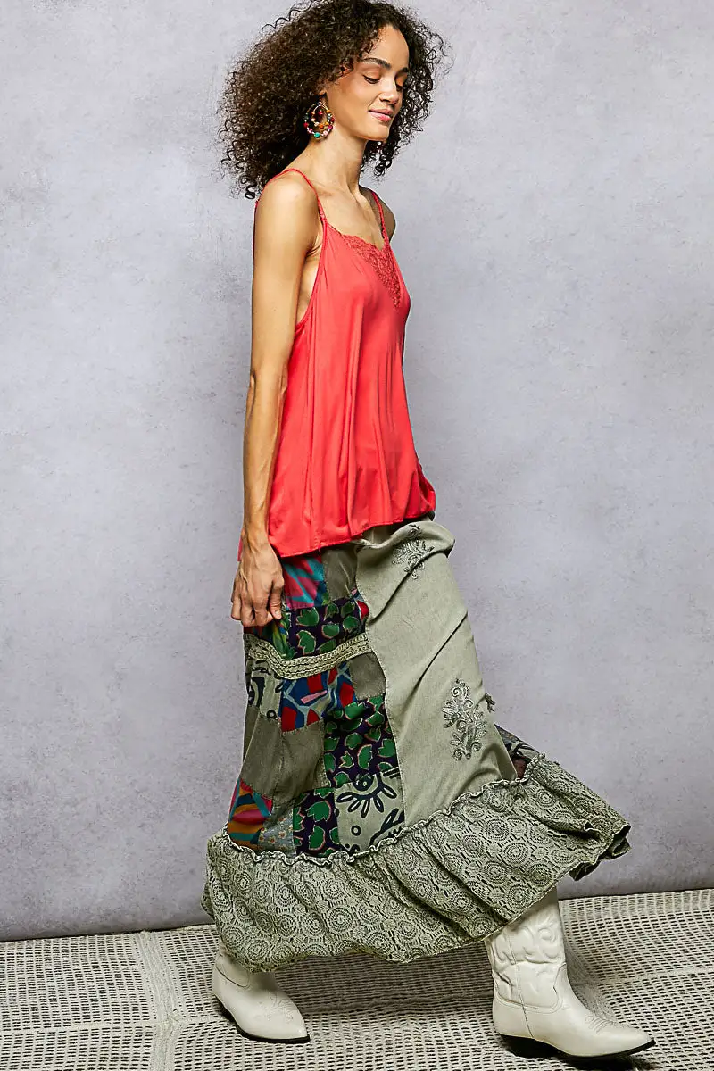 Ruffle Trim Lace Skirt