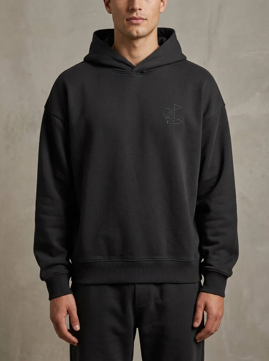 Course Golf-Ball Flag-Motif Golf Casual Hoodie