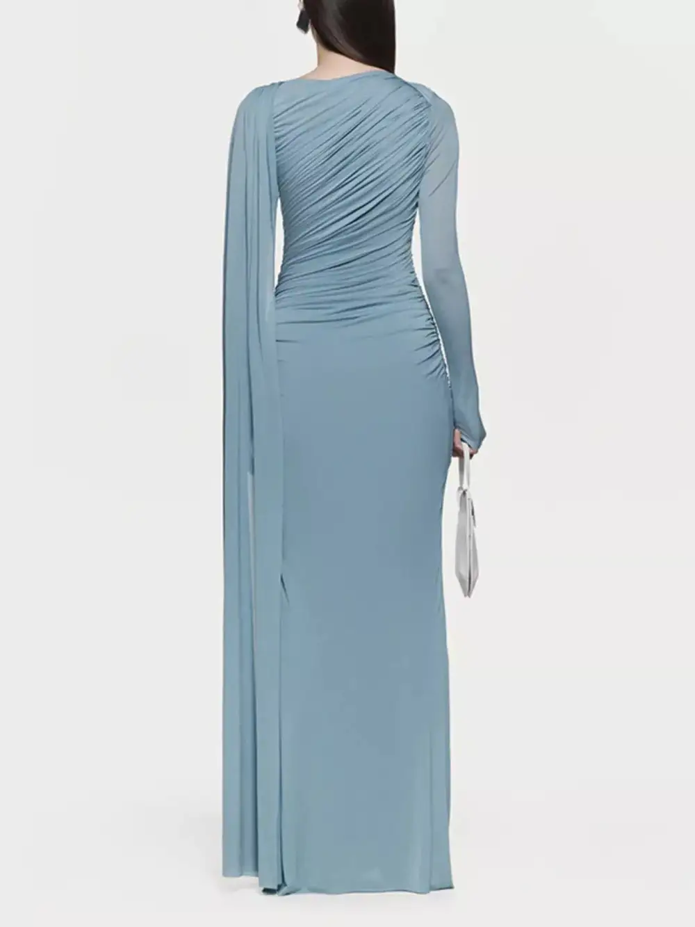 Clean Line Ruched Long Sleeve Maxi Dress