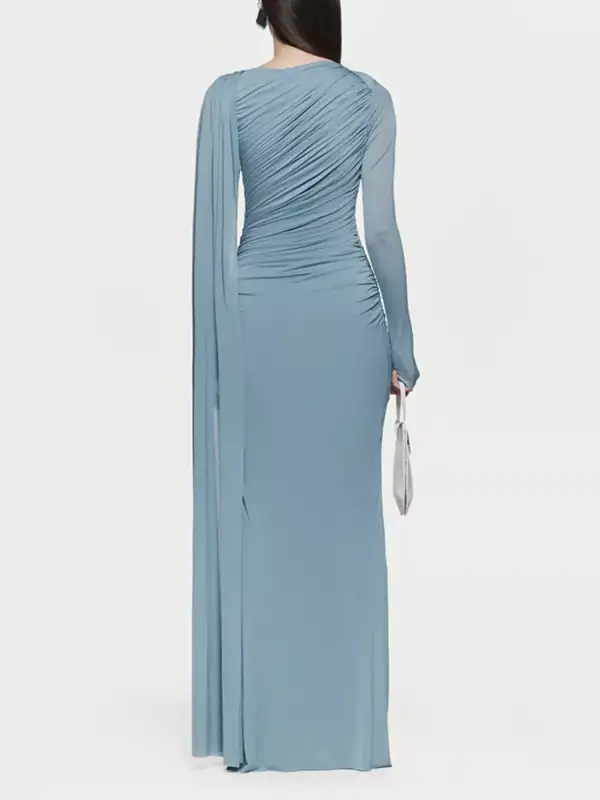 Clean Line Ruched Long Sleeve Maxi Dress