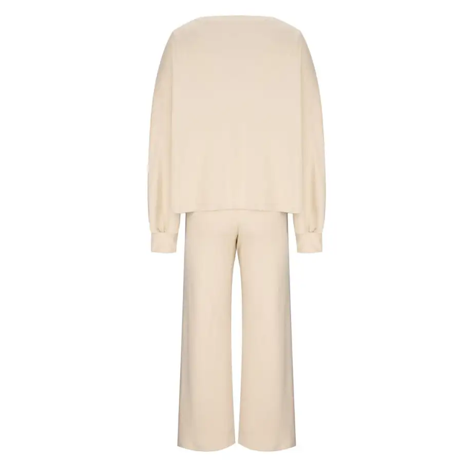 Casual Round Neck Long Sleeve Top and Pants Set