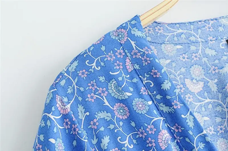 V-Neck Short Sleeve Boho Maxi Dress