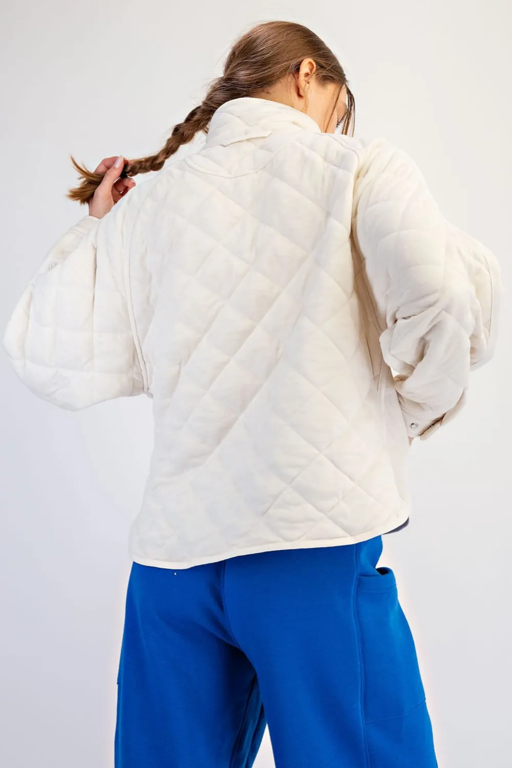 Relaxed Quilted Snap Jacket
