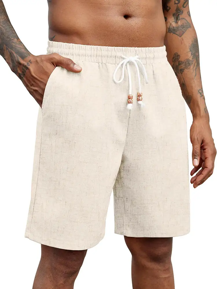 Men's Casual Drawstring Linen Blend Shorts