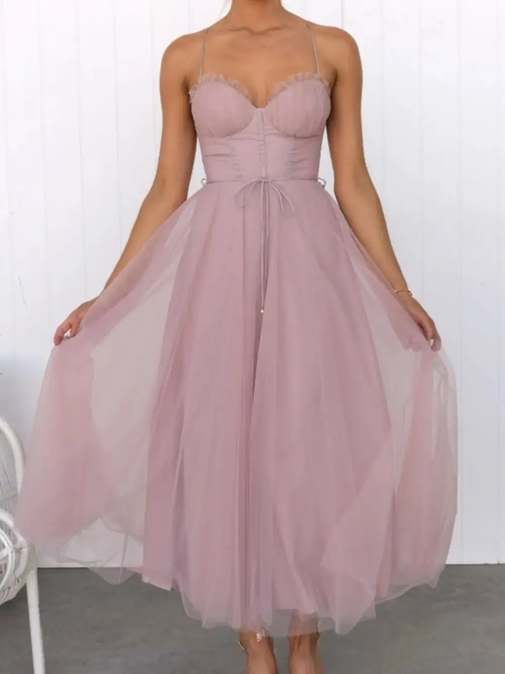 Easy Fit Midi Tie Detail Dress