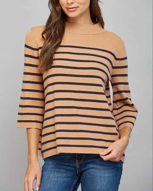 Relaxed Stripe Mock Neck Sweater