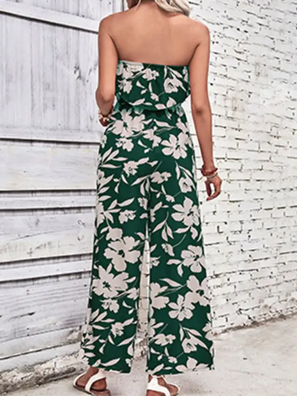 Tube Top Printed Tight Jumpsuit