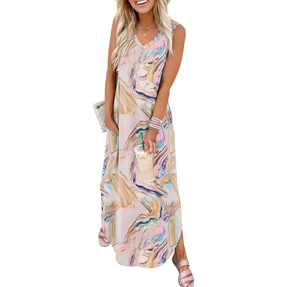 Summer Dresses Maxi Dress Vacation Beach Sundresses 2026 with Pockets SpringStatements