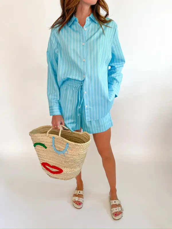 Striped Poplin Button Down Shirt