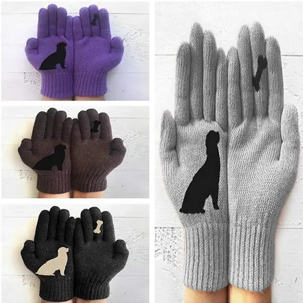 Women'S Kitten And Fish Print Gloves 43443504C