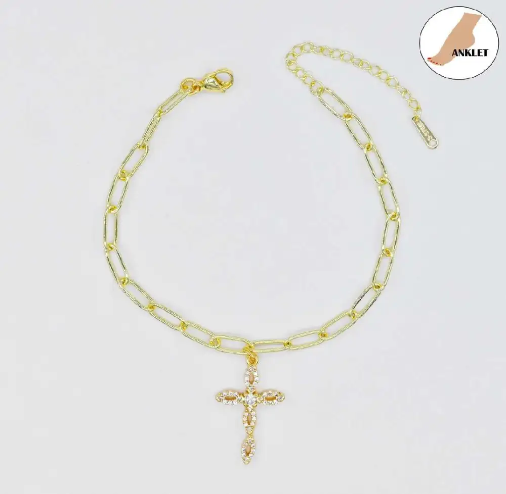 Minimal Cross Stainless Steel Anklet