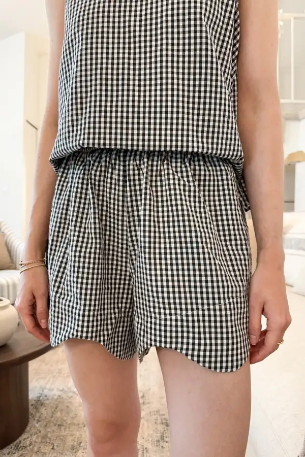 Gingham Scallop Trim Shorts
