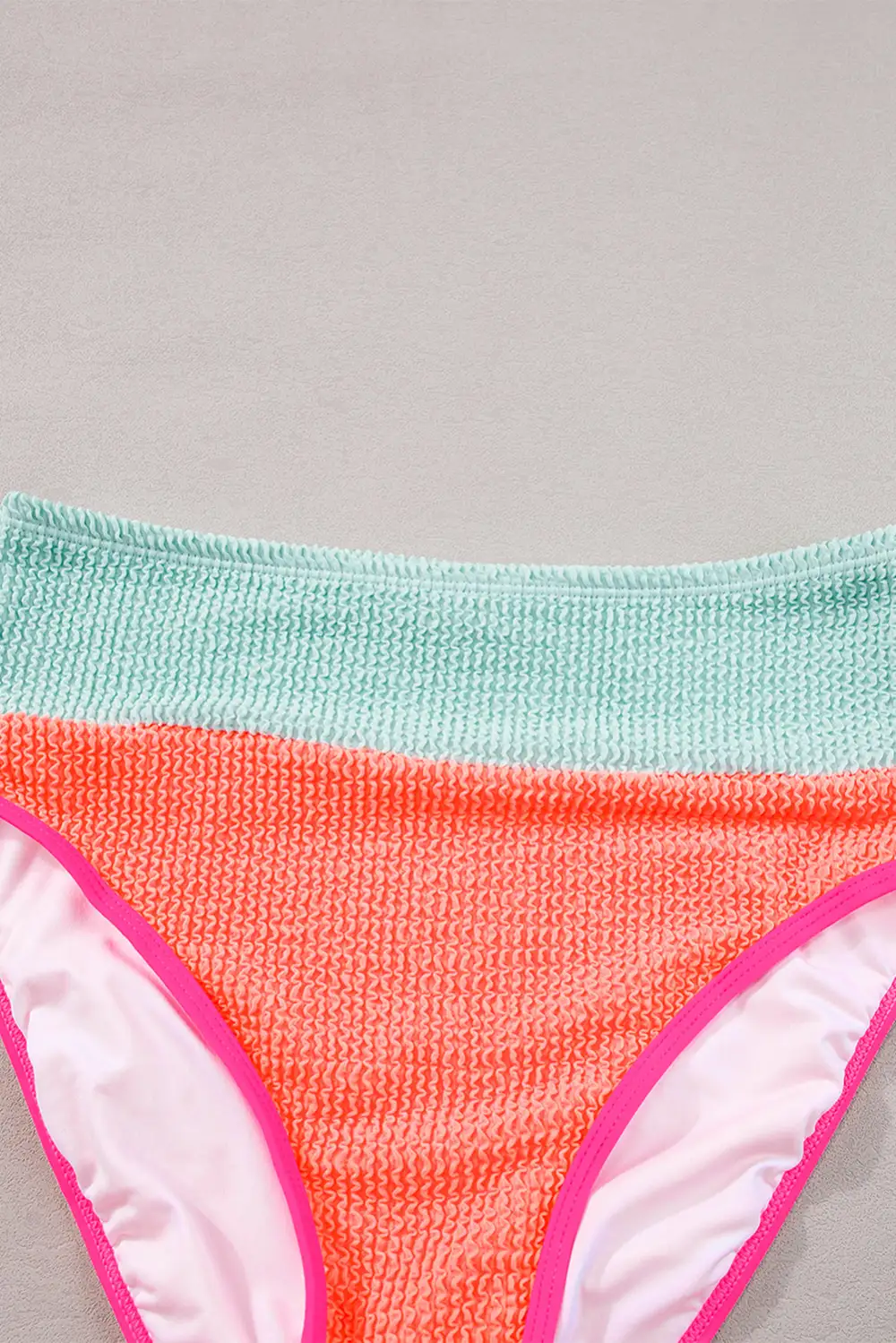 Blocked Pattern High Waisted Bikini Swim Set