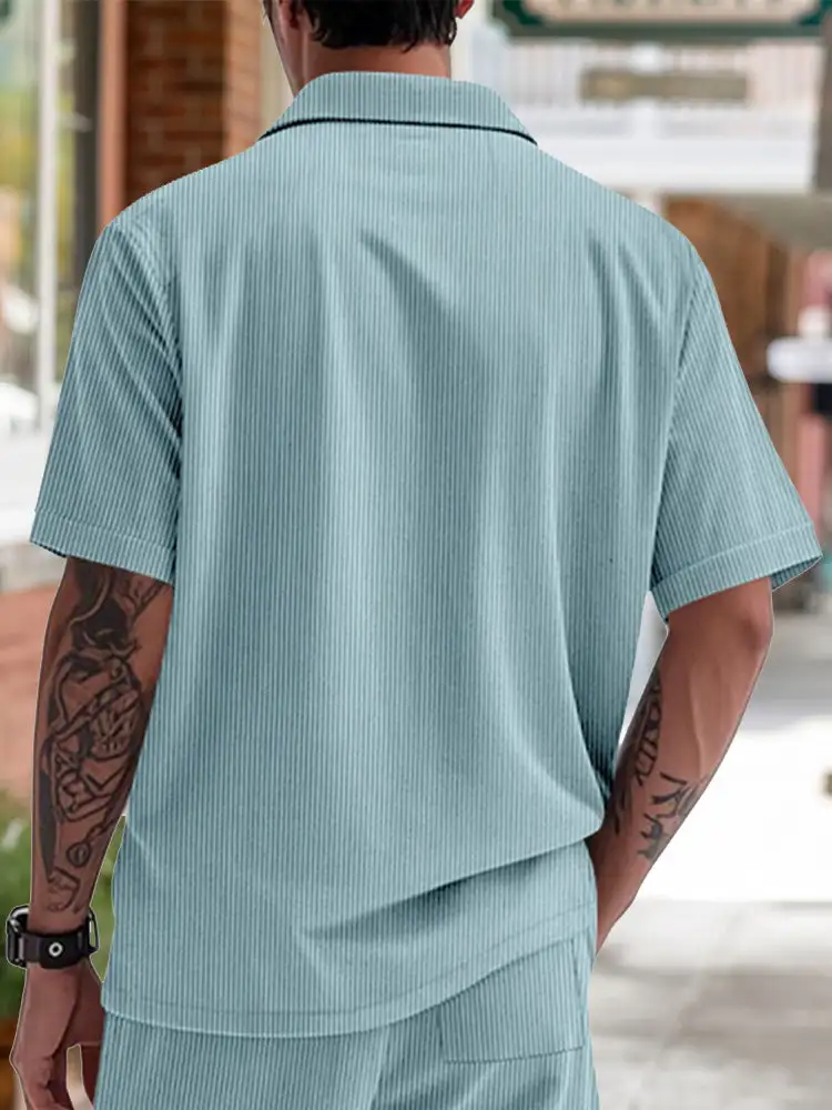 S Relaxed Ribbed Knit Short Sleeve Shirt