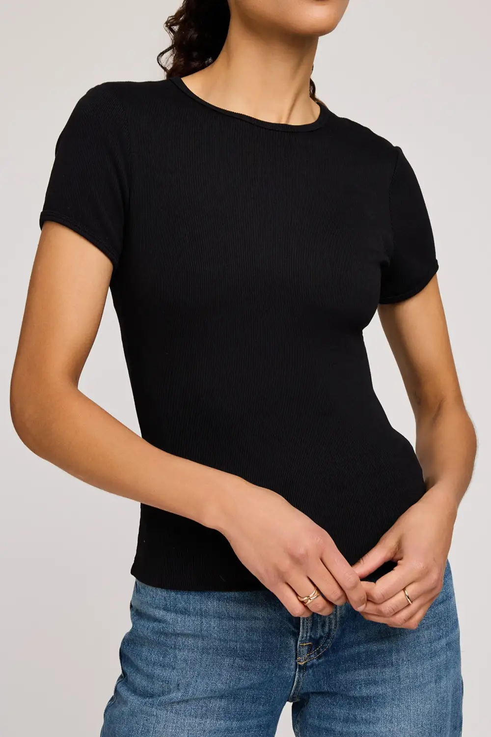 Ribbed Fitted Stretch Layering Tee