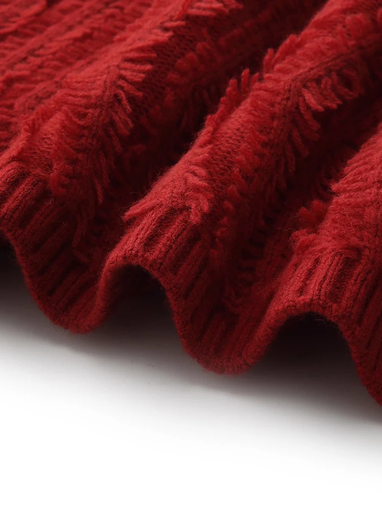 Wool Chili Red Women Sweater