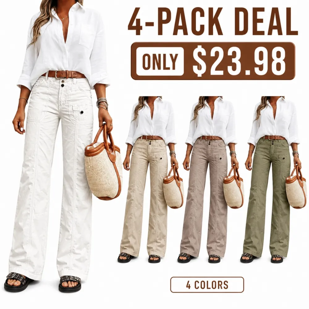 Women's Seam Front Patch Pocket Mid Rise Straight Leg Pants