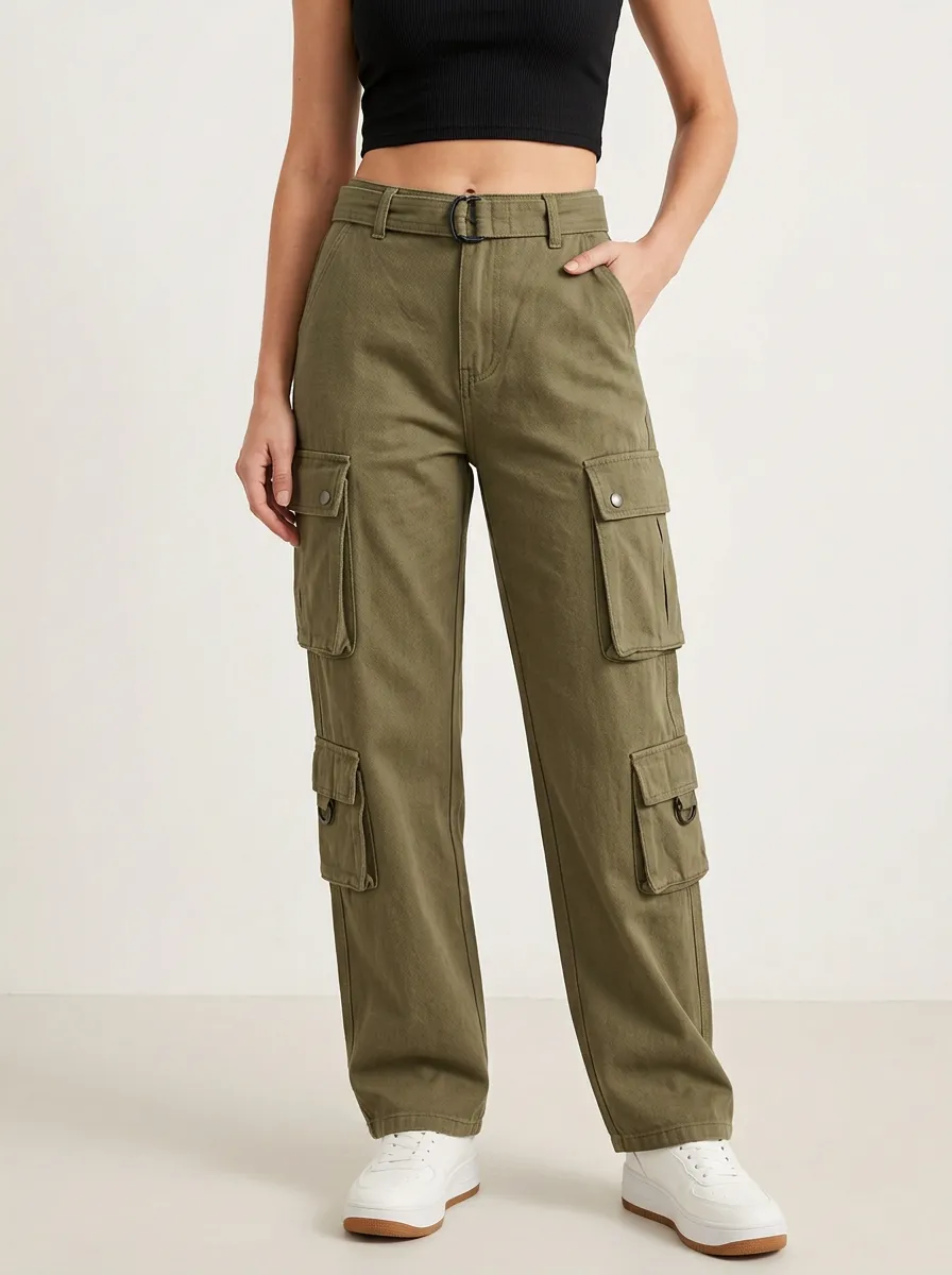 Core Utility Style Multi Pocket Shape Women's Multi Pocket Cargo Pants