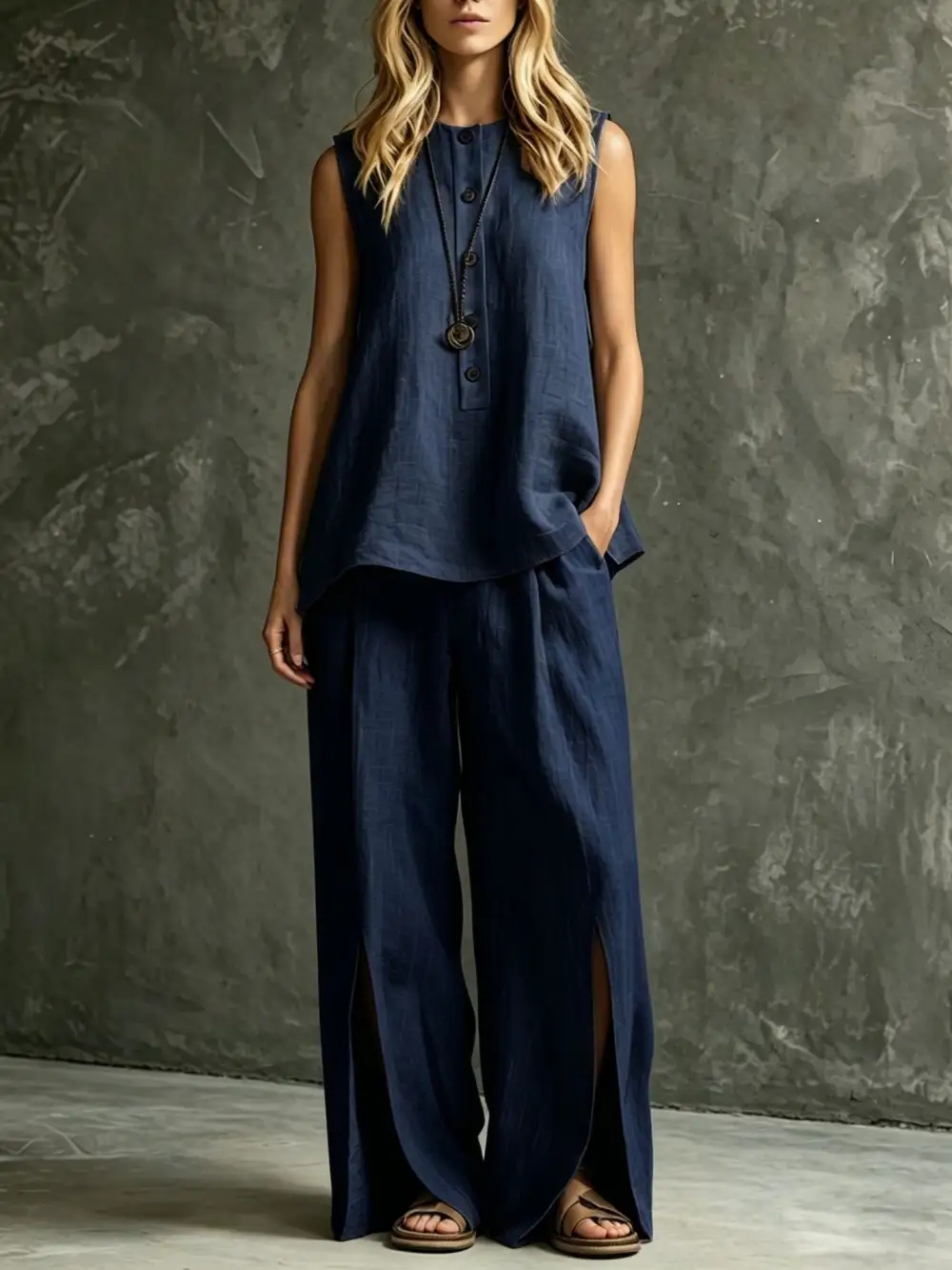 Classic Wide-Leg Sleeveless Women's Matching Set