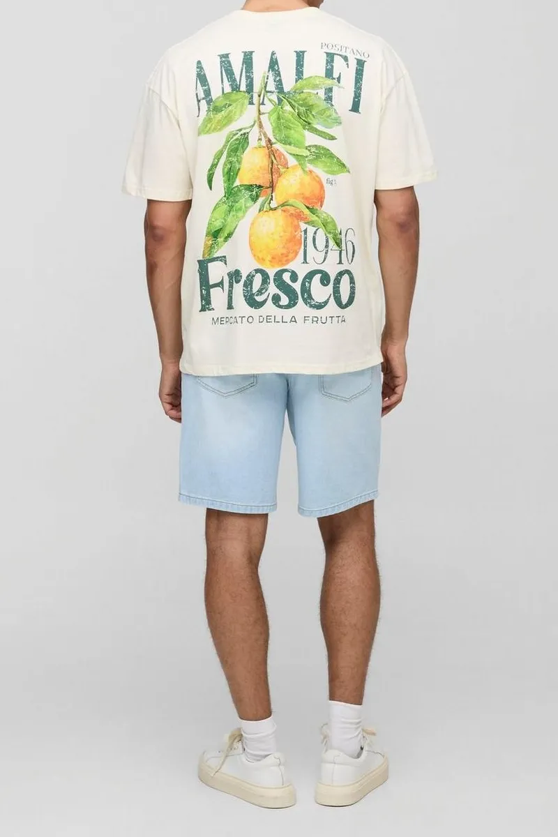 Oversized Amalfi Lemon Print Spring And Summer T-Shirt