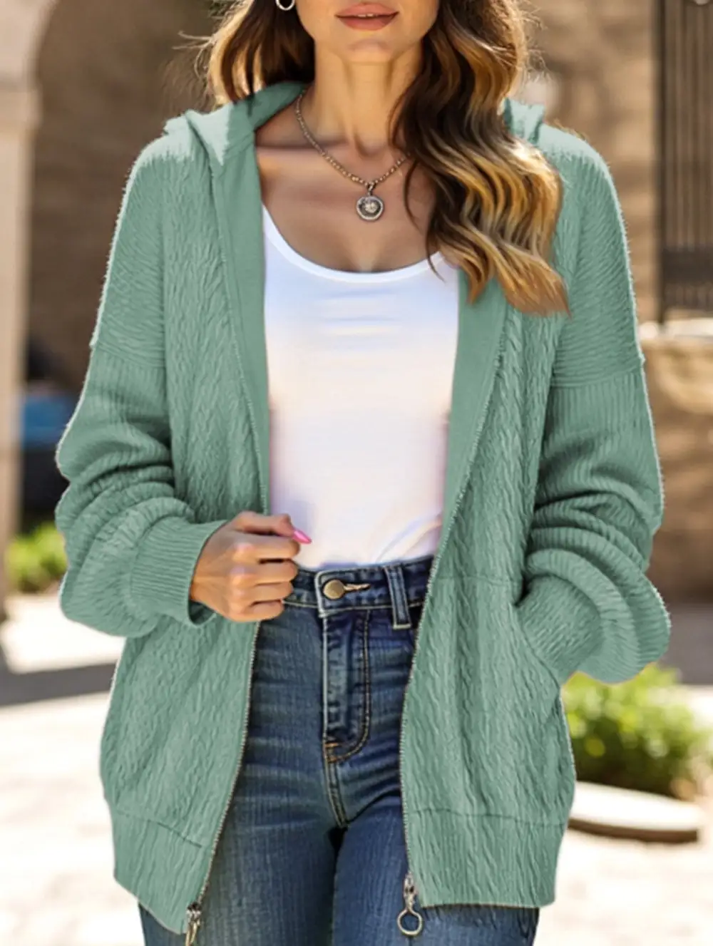Pocket Long-Sleeved Loose Hooded Sweatshirt