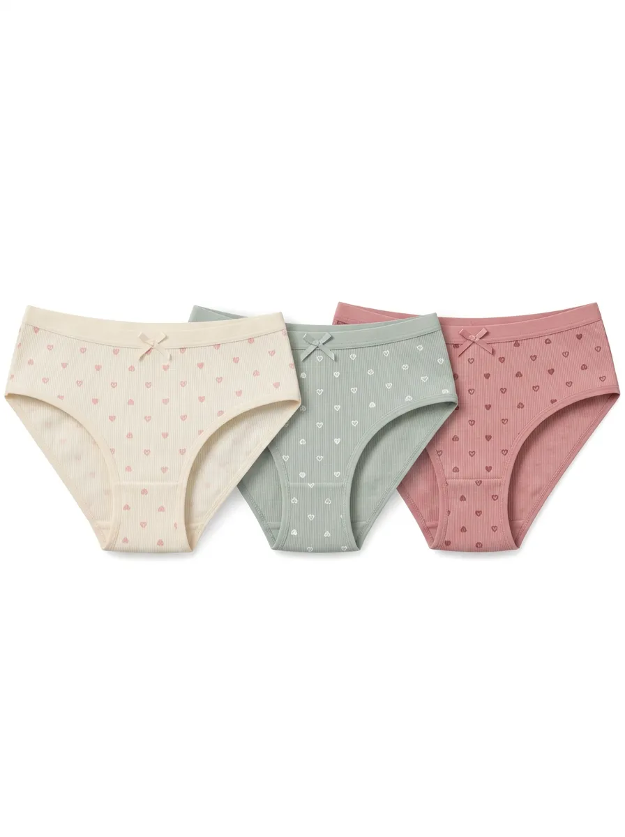 Women's Heart Ribbed Briefs Set