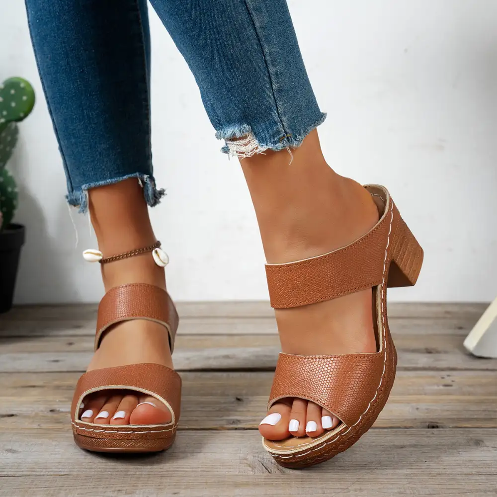 Modern Open Toe Block Heel Sandals