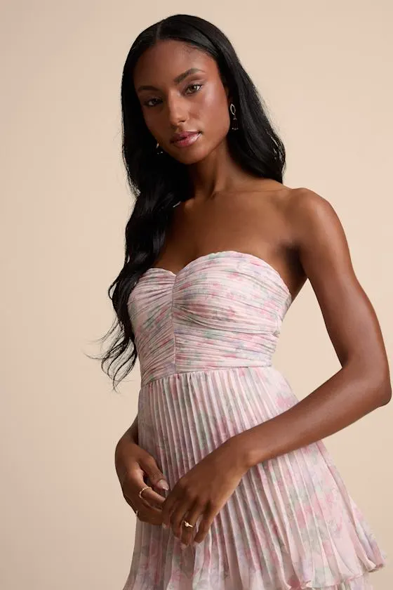 Seriously Sensational Light Pink Strapless Tiered Maxi Dress