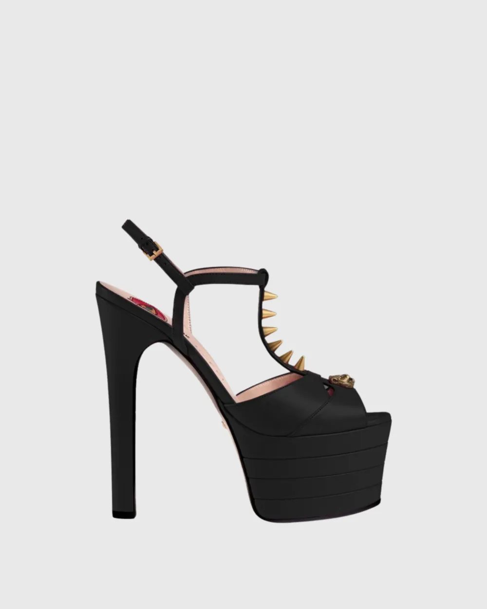 Rivet Open Toe Platform Heels in Black