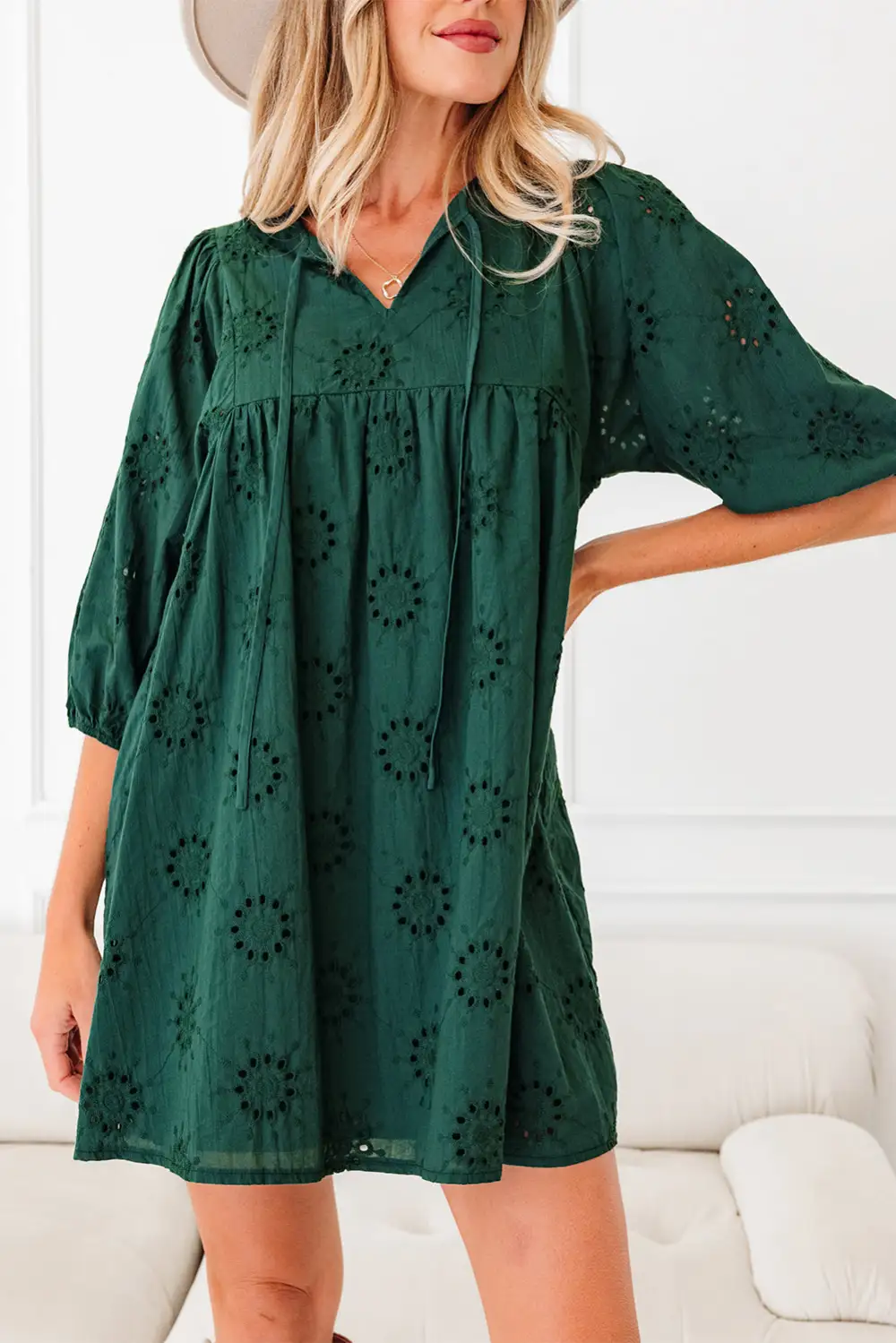 Wearable Cut Embroidered Eyelet Mini Dress
