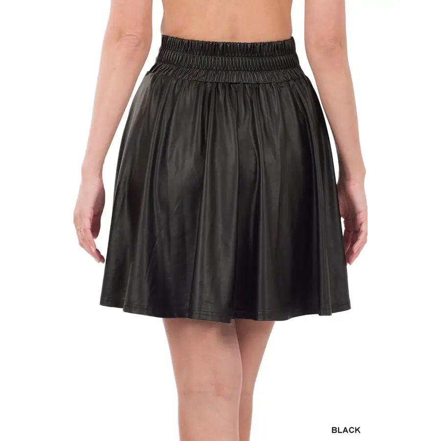 Vegan Leather High Waist Skater Skirt